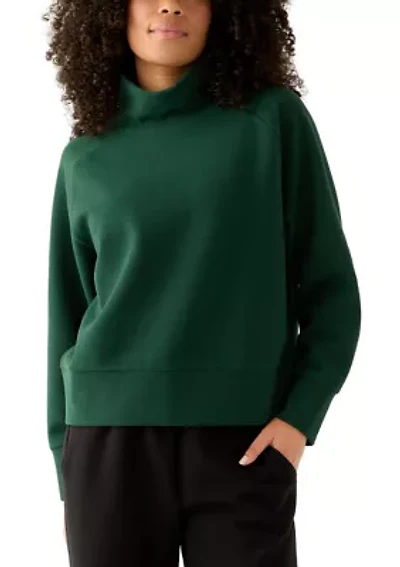 Women's Long Sleeve Waffle Knit Mock Neck Top