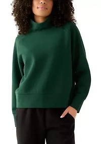 Women's Long Sleeve Waffle Knit Mock Neck Top