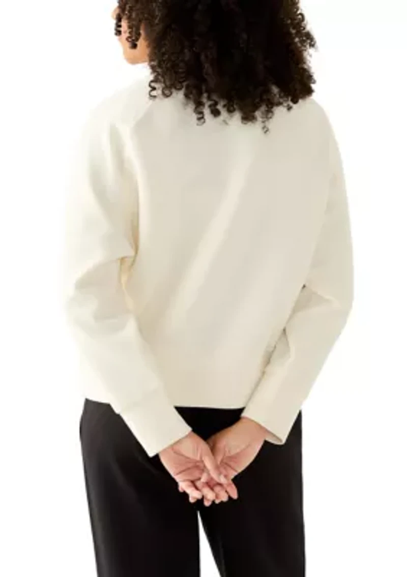 Women's Long Sleeve Waffle Knit Mock Neck Top