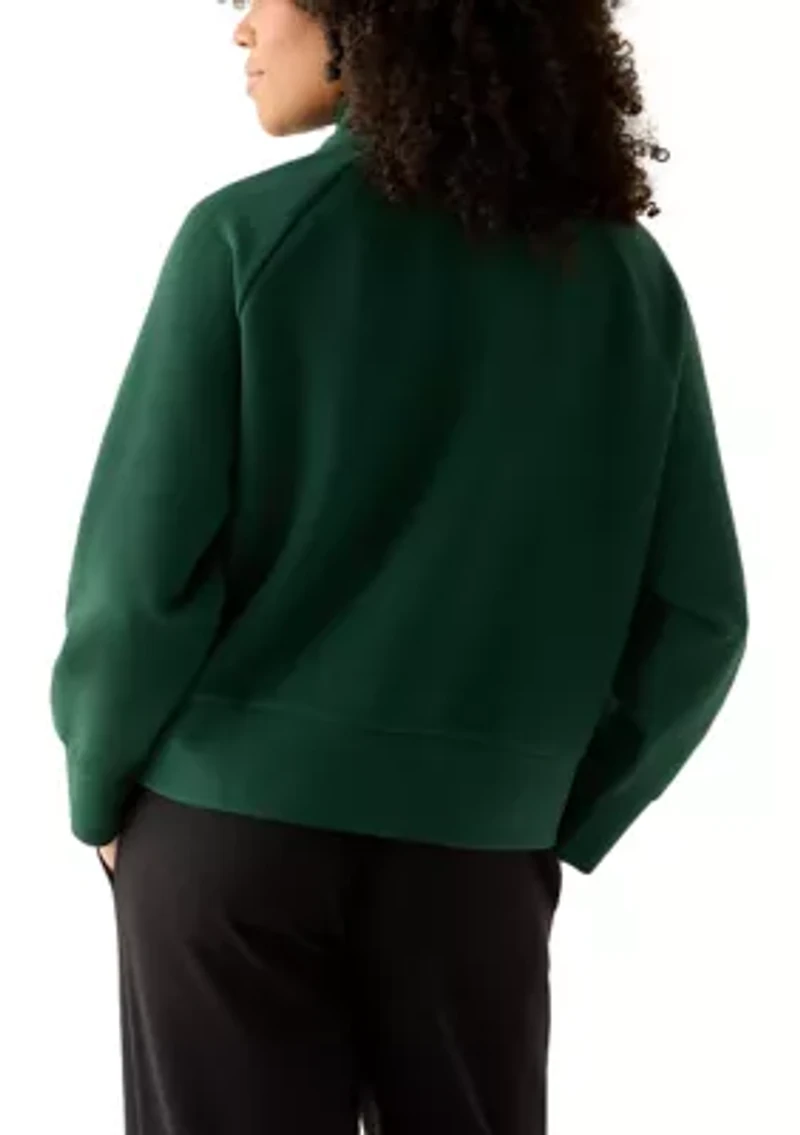 Women's Long Sleeve Waffle Knit Mock Neck Top