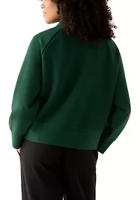 Women's Long Sleeve Waffle Knit Mock Neck Top