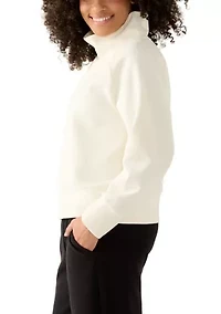 Women's Long Sleeve Waffle Knit Mock Neck Top