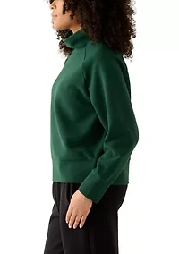 Women's Long Sleeve Waffle Knit Mock Neck Top