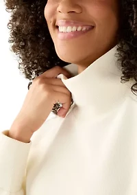 Women's Long Sleeve Waffle Knit Mock Neck Top