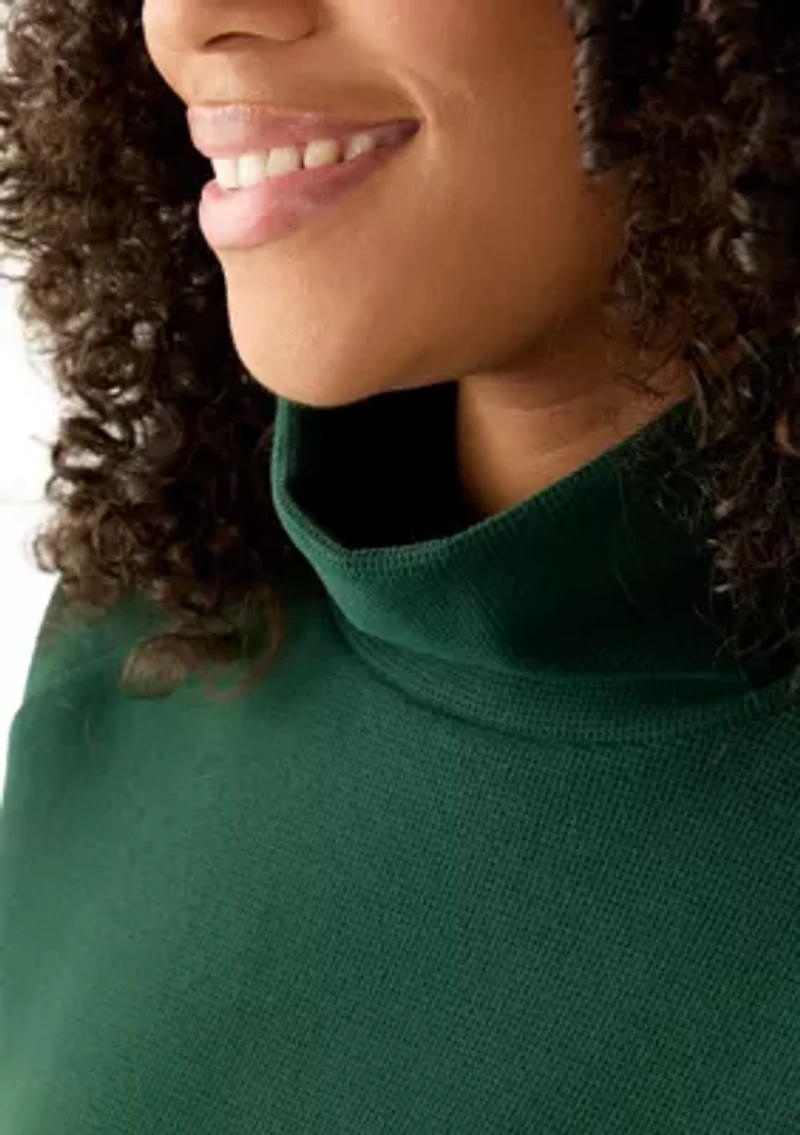 Women's Long Sleeve Waffle Knit Mock Neck Top