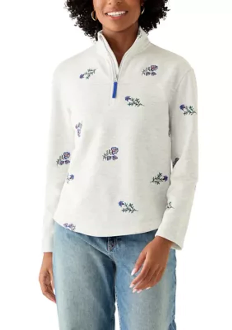 Women's Long Sleeve Quarter Zip Brushed Terry Top