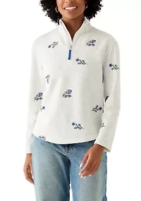 Women's Long Sleeve Quarter Zip Brushed Terry Top