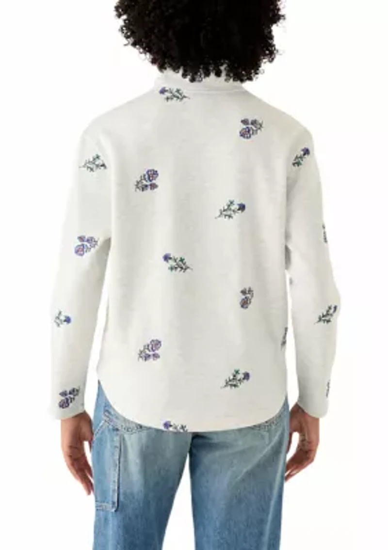 Women's Long Sleeve Quarter Zip Brushed Terry Top