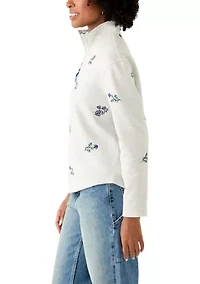 Women's Long Sleeve Quarter Zip Brushed Terry Top