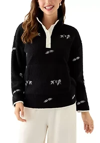Women's Long Sleeve Sherpa Fleece Embroidered Jacket