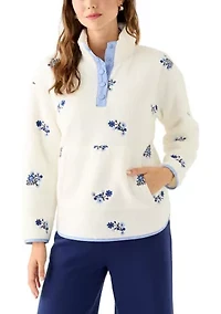 Women's Long Sleeve Sherpa Fleece Embroidered Jacket