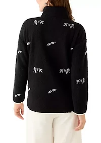 Women's Long Sleeve Sherpa Fleece Embroidered Jacket