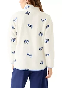 Women's Long Sleeve Sherpa Fleece Embroidered Jacket