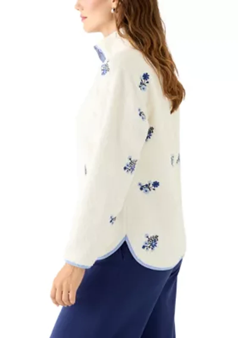 Women's Long Sleeve Sherpa Fleece Embroidered Jacket