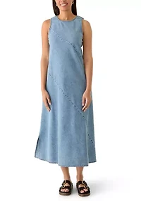 Women's Sleeveless Denim Bias Midi Dress
