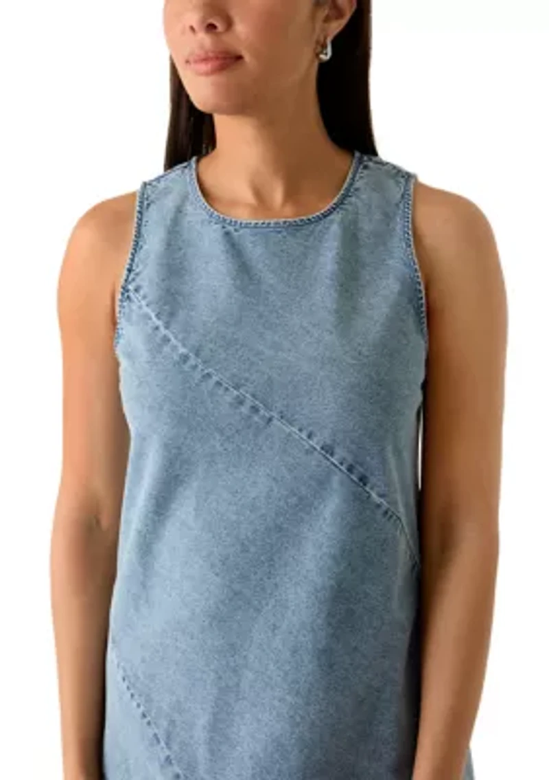 Women's Sleeveless Denim Bias Midi Dress