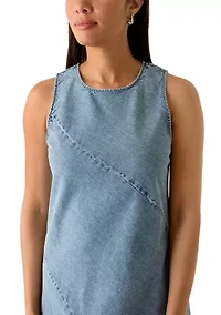 Women's Sleeveless Denim Bias Midi Dress