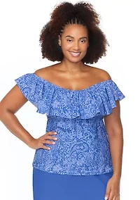 Plus Luna Tortuga Tankini Swim Top