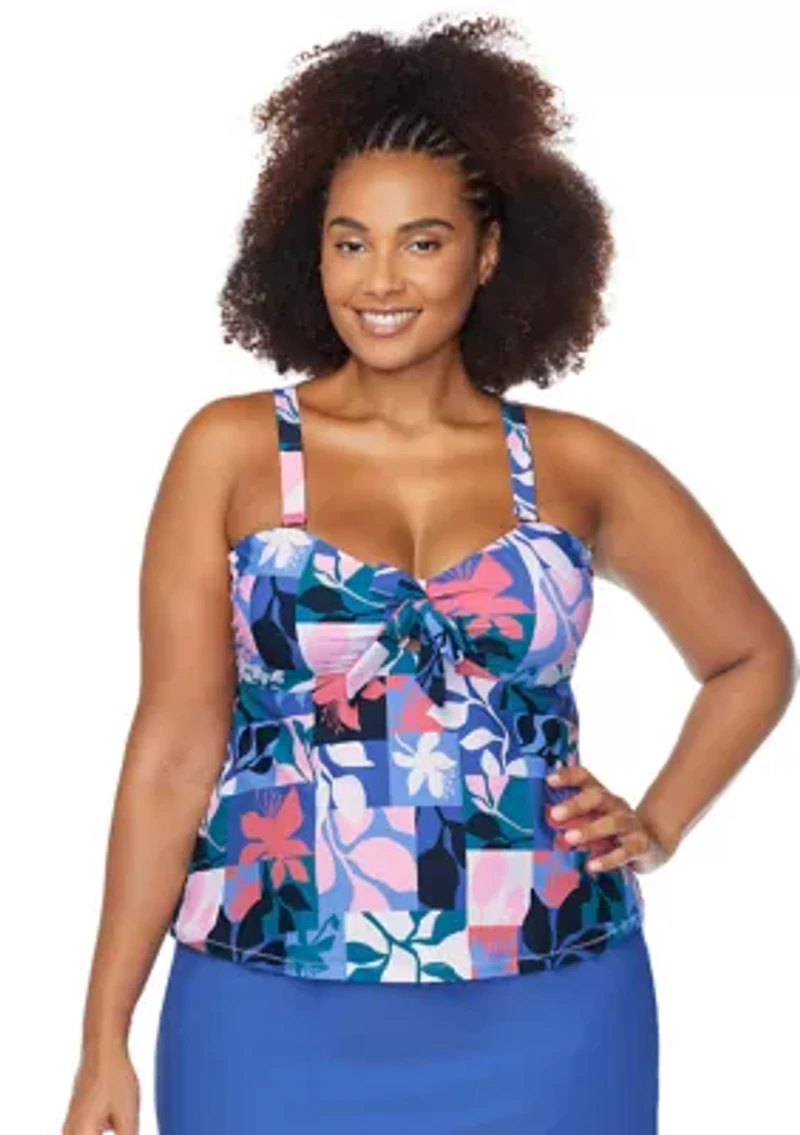 Plus Made You Look Zanzibar Swim Tankini Top