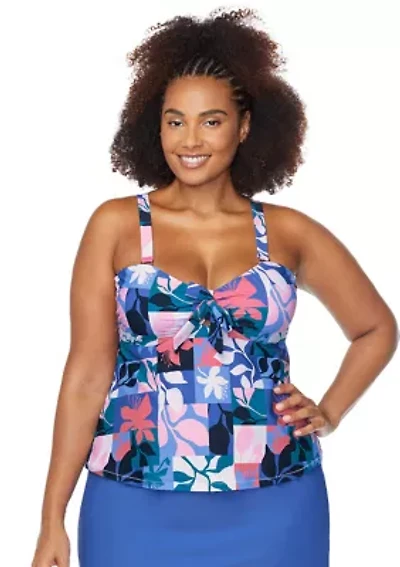 Plus Made You Look Zanzibar Swim Tankini Top