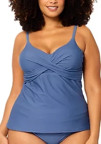 Plus Aries Twist Front Tankini Swim Top