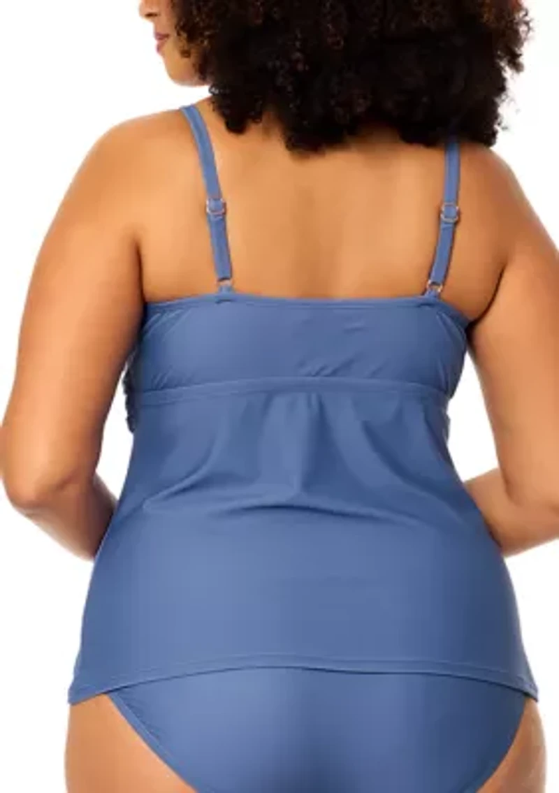 Plus Aries Twist Front Tankini Swim Top