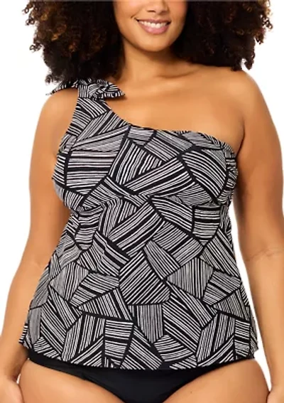 Plus Hidden Hills Marita One Shoulder Tankini Swim Top