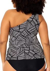 Plus Hidden Hills Marita One Shoulder Tankini Swim Top
