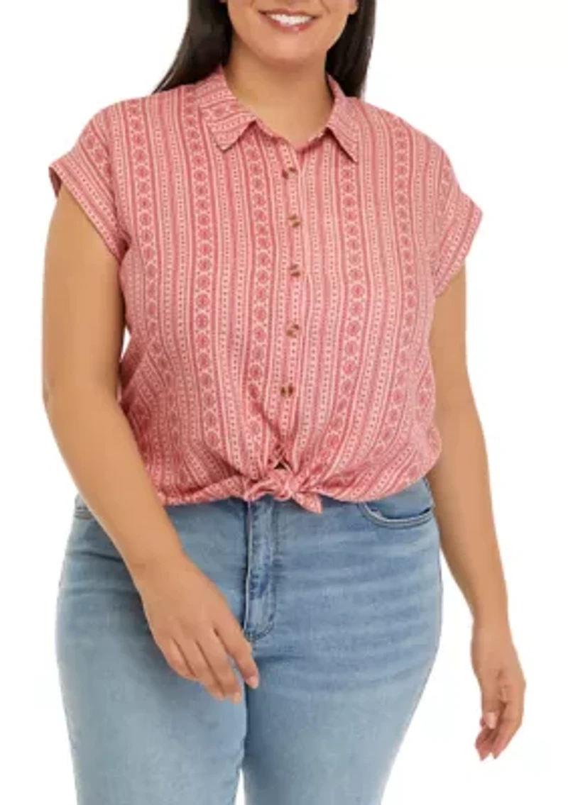 Plus Short Sleeve Camp Shirt