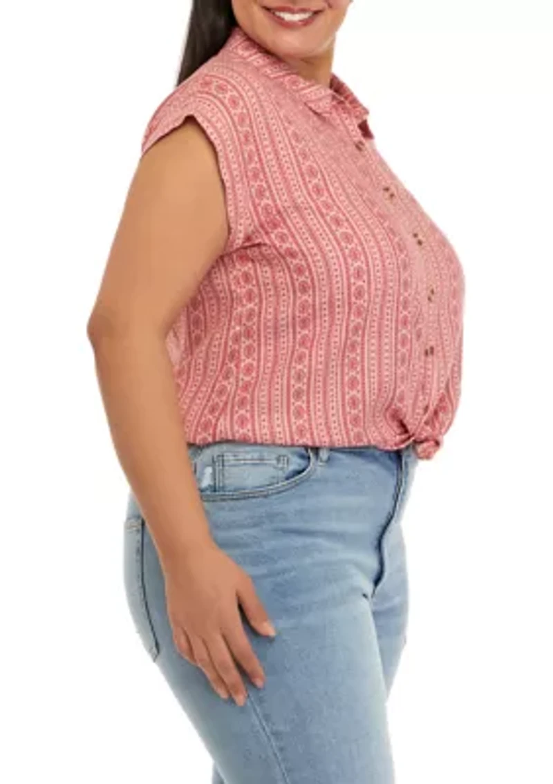 Plus Short Sleeve Camp Shirt