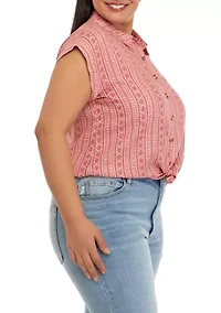 Plus Short Sleeve Camp Shirt