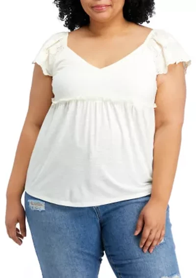 Plus Eyelet Babydoll Top