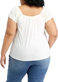 Plus Eyelet Babydoll Top