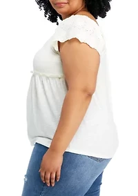 Plus Eyelet Babydoll Top