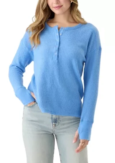 Women's Textured Cozy Knit Henley Shirt