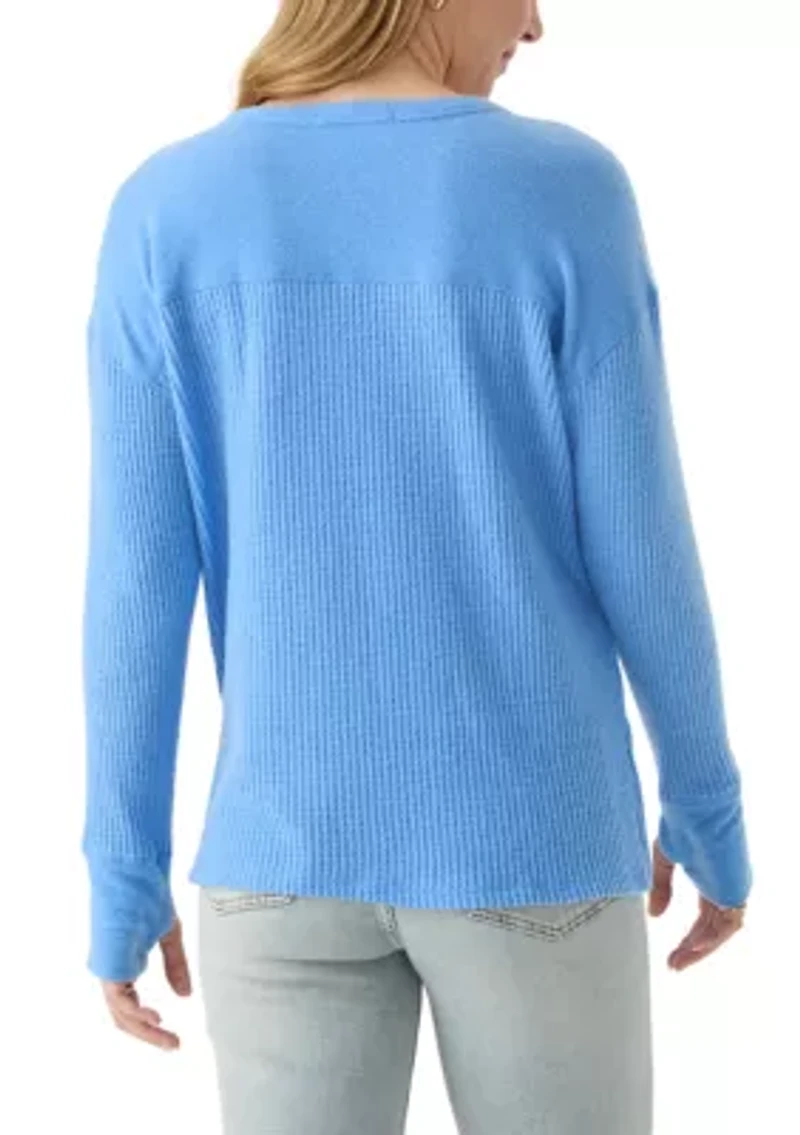 Women's Textured Cozy Knit Henley Shirt