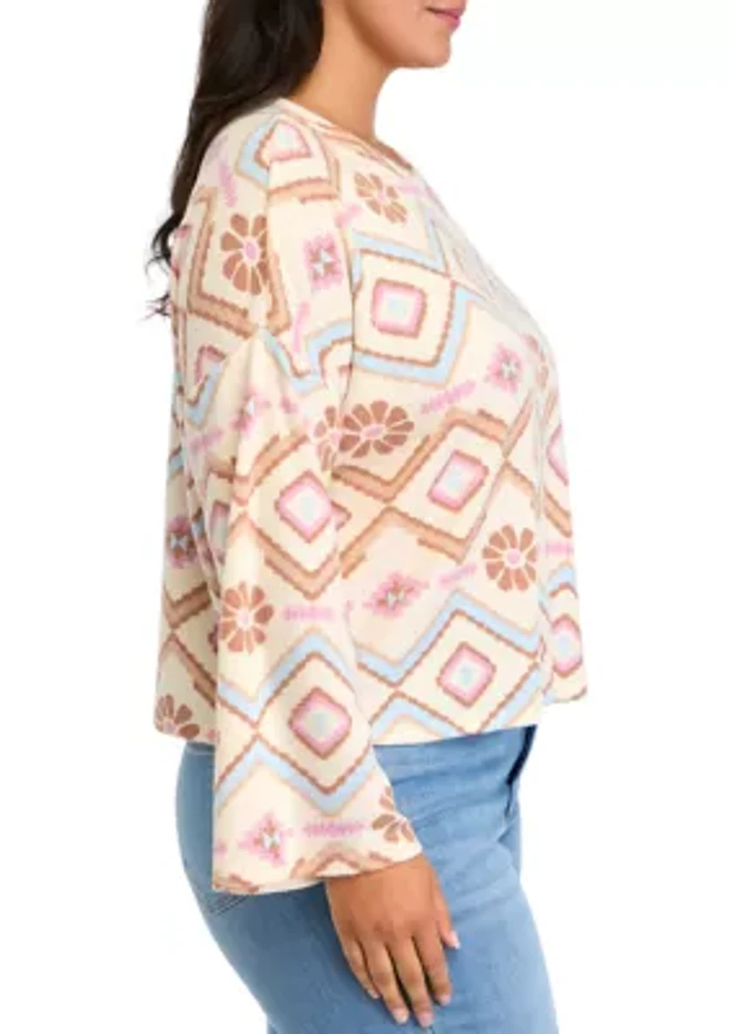 Plus Solid Rib Cozy Crew Sweater