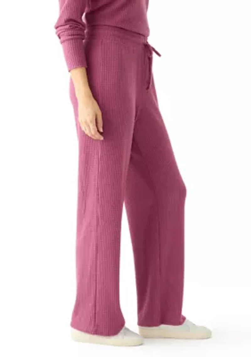Textured Cozy Knit Drawstring Wide Leg Pants