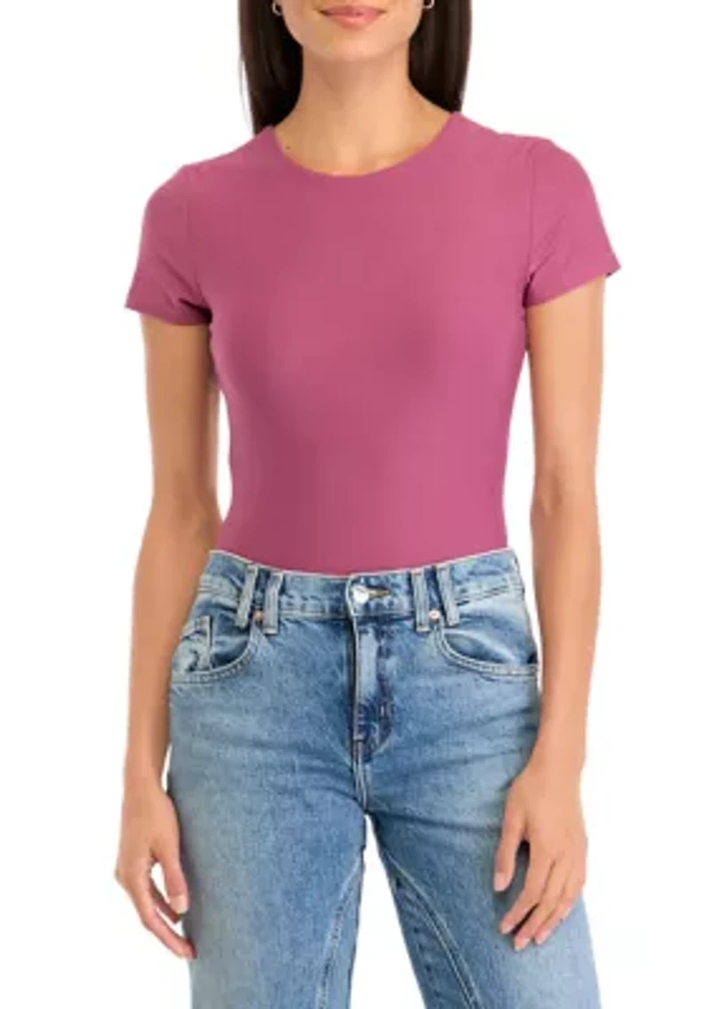 Women's Short Sleeve Peached Jersey Bodysuit