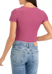 Women's Short Sleeve Peached Jersey Bodysuit