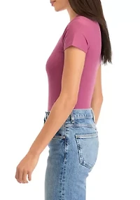 Women's Short Sleeve Peached Jersey Bodysuit