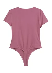 Women's Short Sleeve Peached Jersey Bodysuit