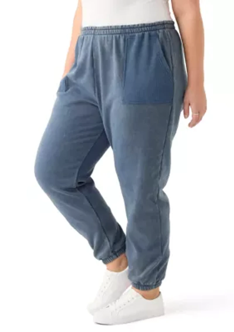 Plus Waffle Mixed Media Joggers