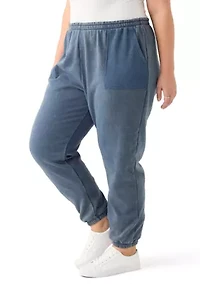 Plus Waffle Mixed Media Joggers