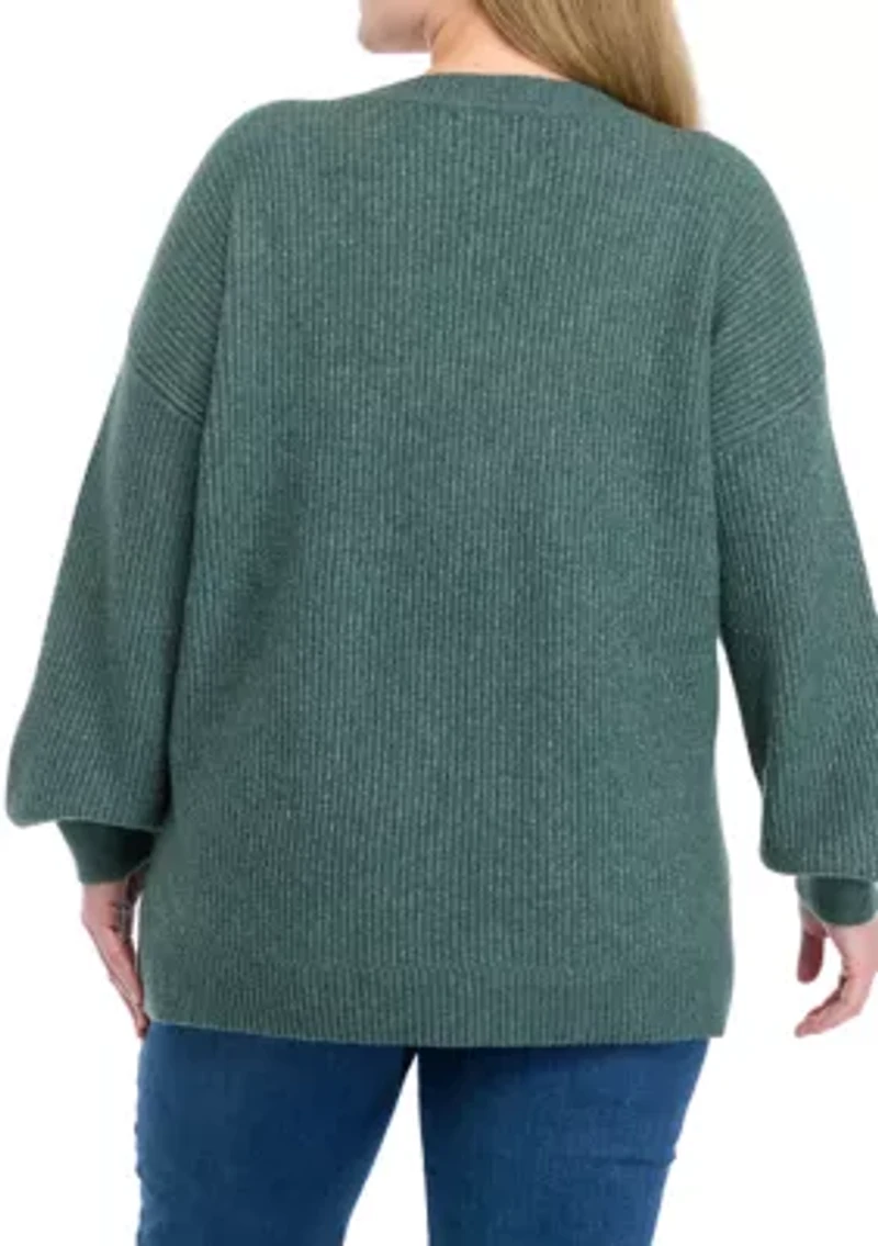 Plus Knit V-Neck Sweater