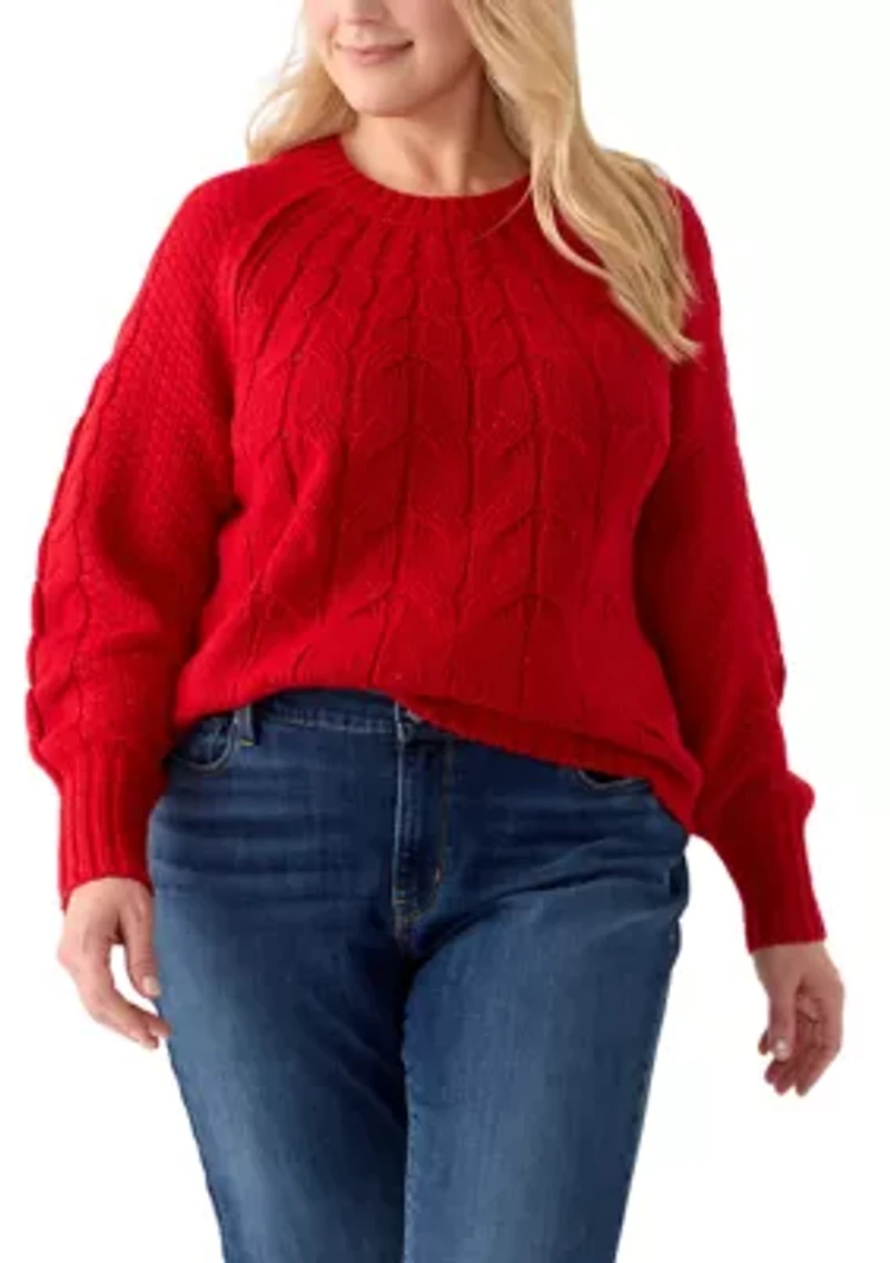 Plus Long Sleeve Cascade Cable Sweater