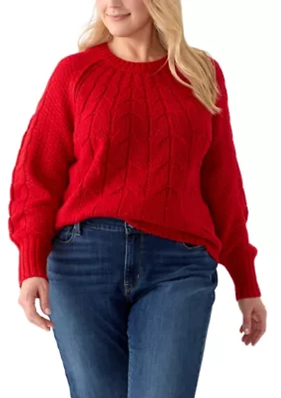 Plus Long Sleeve Cascade Cable Sweater