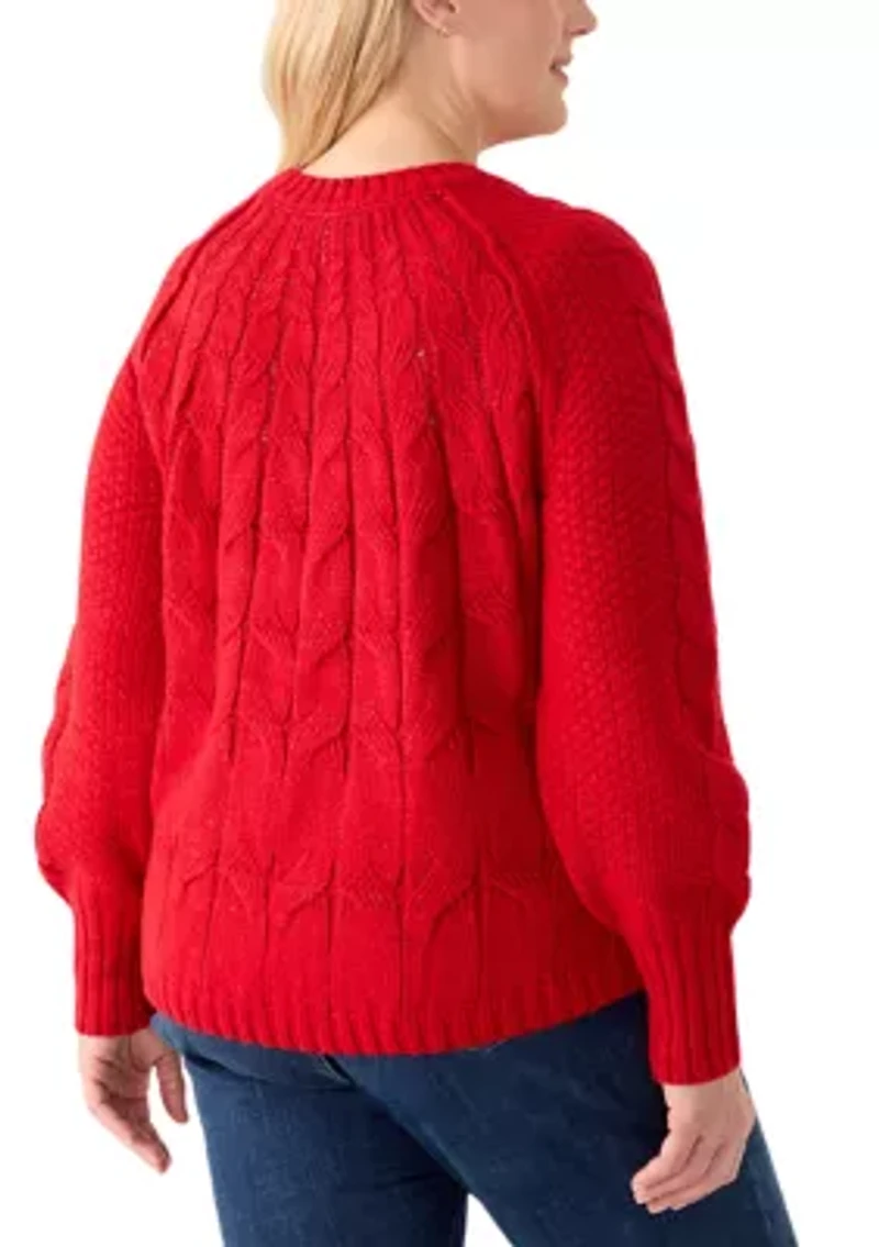 Plus Long Sleeve Cascade Cable Sweater