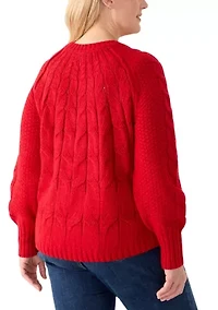 Plus Long Sleeve Cascade Cable Sweater