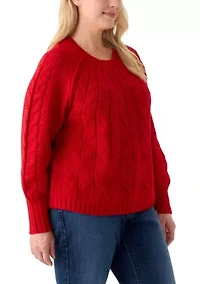 Plus Long Sleeve Cascade Cable Sweater